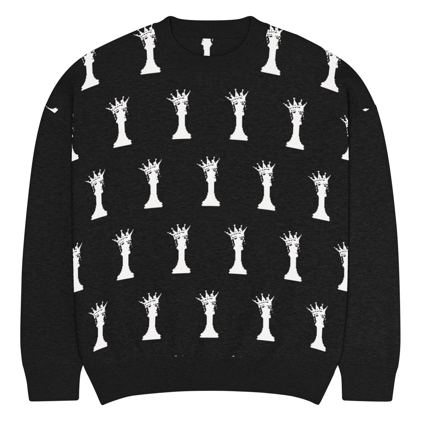 Team Lottery UOE Wear Crowned IZM Logo Relaxed fit knitted crew neck sweater (Blk/White)