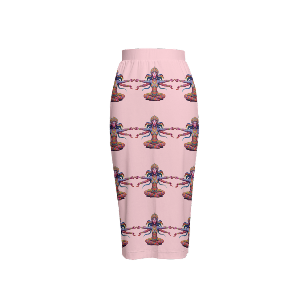 Lottery Girl : Floating Godess  Back Split Pencil Skirt   (Pink)