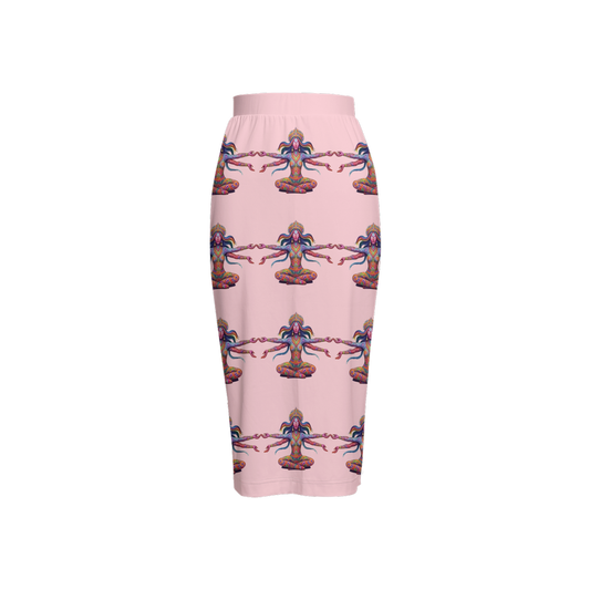 Lottery Girl : Floating Godess  Back Split Pencil Skirt   (Pink)