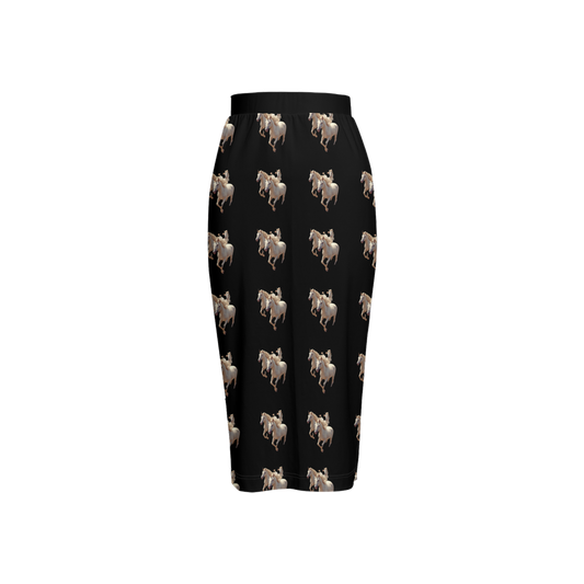 Lottery Girl : Unicorn print Back Split Pencil Skirt   (Black)
