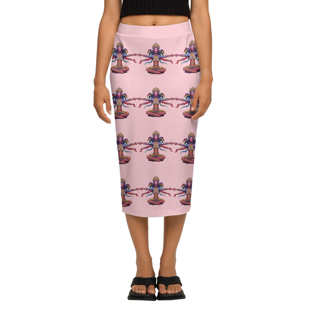 Lottery Girl : Floating Godess  Back Split Pencil Skirt   (Pink)