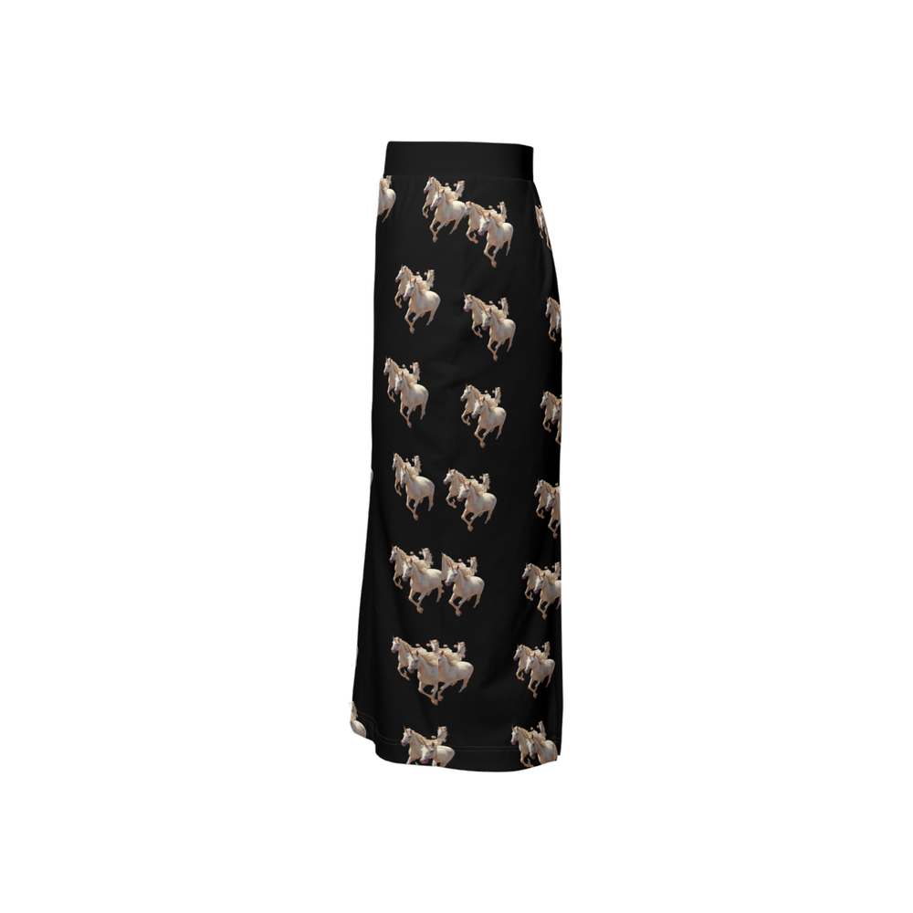 Lottery Girl : Unicorn print Back Split Pencil Skirt   (Black)
