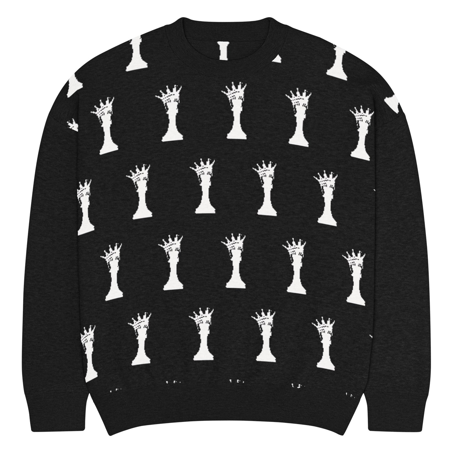 Team Lottery UOE Wear Crowned IZM Logo Relaxed fit knitted crew neck sweater  (Blk/White)