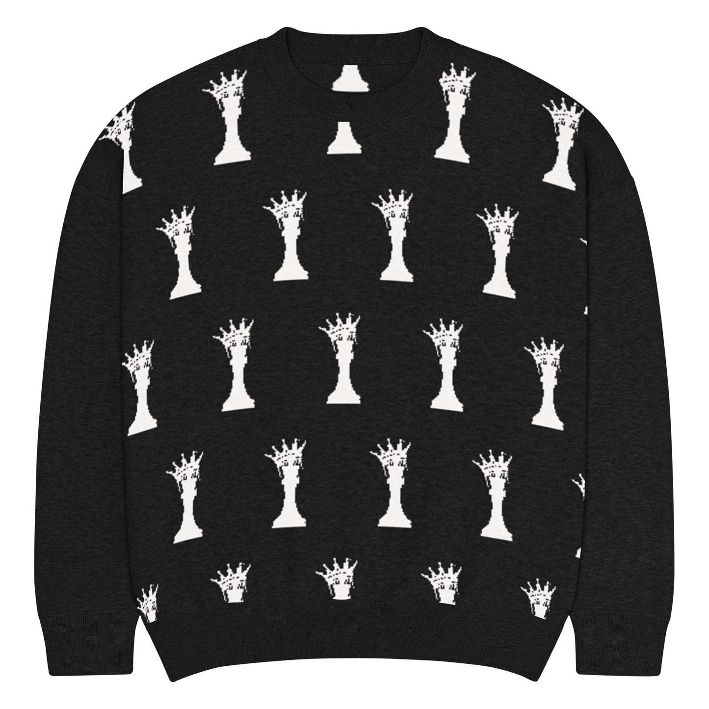 Team Lottery UOE Wear Crowned IZM Logo Relaxed fit knitted crew neck sweater  (Blk/White)